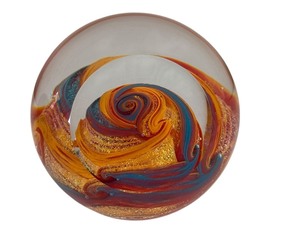lot 9 image: Glass Eye Studio Jupiter Paperweight 3.25