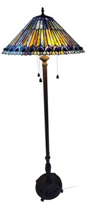 lot 10 image: 64 Tall Tiffany Style Stained Glass Floor Lamp