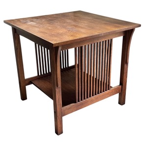 lot 12 image: Stickley Mission Oak Square Prairie Style Lamp Table