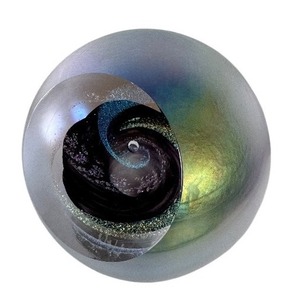 lot 30 image: Glass Eye Studio Handcrafted Paper Weight Art Glass Sculpture - Black Hole
