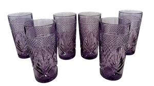 lot 31 image: Set of 7 Vintage Cristal dArques-Durand Amethyst Glass Coolers