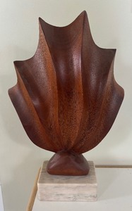 lot 47 image: Vintage Ironwood Scalloped Decor with Marble Base