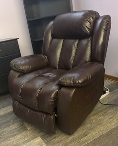 lot 139 image: Remarkable Brown Faux Leather Reclining Massage Chair
