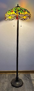 lot 223 image: Spectacular Tiffany Style Stained Glass Lamp