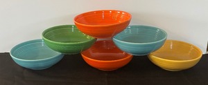 lot 278 image: Set of Six Colorful Fiesta Ware Harlequin Bowls