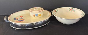 lot 305 image: Vintage Kitchen Kraft Serving Platter Dish, Kitchen Kraft Sugar Dish and Bowl