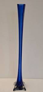 lot 126 image: Gorgeous Designs Cobalt Blue Stretch Art Glass Eiffel Tower Vase