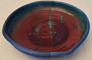 lot 127 image: Richly Hued Signed Pottery Bowl