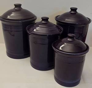 lot 203 image: Deep Purple Fiesta Ware Canister Set
