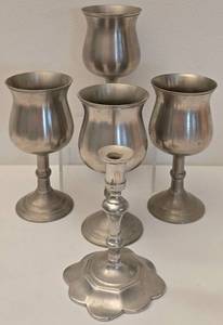 lot 296 image: Set of Pewter Goblets  Candlestick