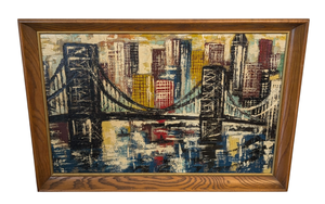 lot 154 image: Brooklyn Bridge Oil on Canvas Painting by Robert George
