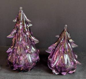 lot 235 image: Pair of Purple Anchor Bend Glass Trees
