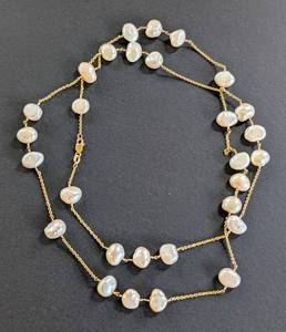 lot 94B image: 14k Yellow Gold and Pearl Necklace