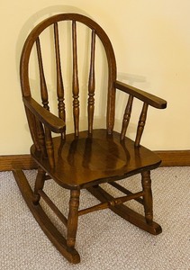 lot 184 image: Adorable Vintage Wood Childrens Rocking Chair