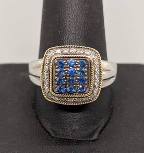 lot 346 image: Effy Sterling and 18k Gold Sapphire Cocktail Ring