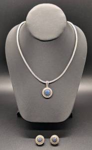 lot 151D image: Effy Sterling and 18k Gold Sapphire NecklaceEarring Set