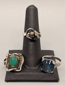lot 159B image: Three Sterling Silver Womens Rings