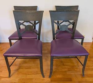 lot 361 image: Purple Upholstered Metal Side Chair Set