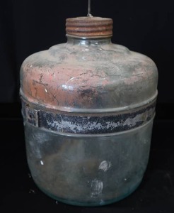 lot 134 image: VINTAGE GLASS WHITE GASOLINE TANK