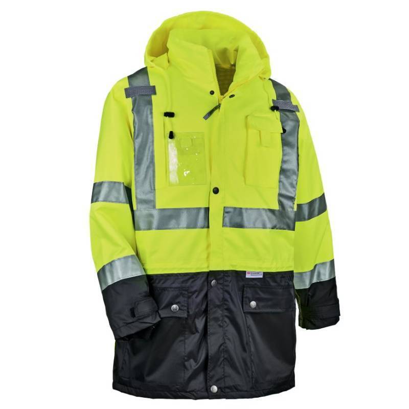 lot 768 image: NEW Ergodyne GloWear 8386 Hi-Vis Shell Jacket - Type R, Class 3 - LIME - SMALL