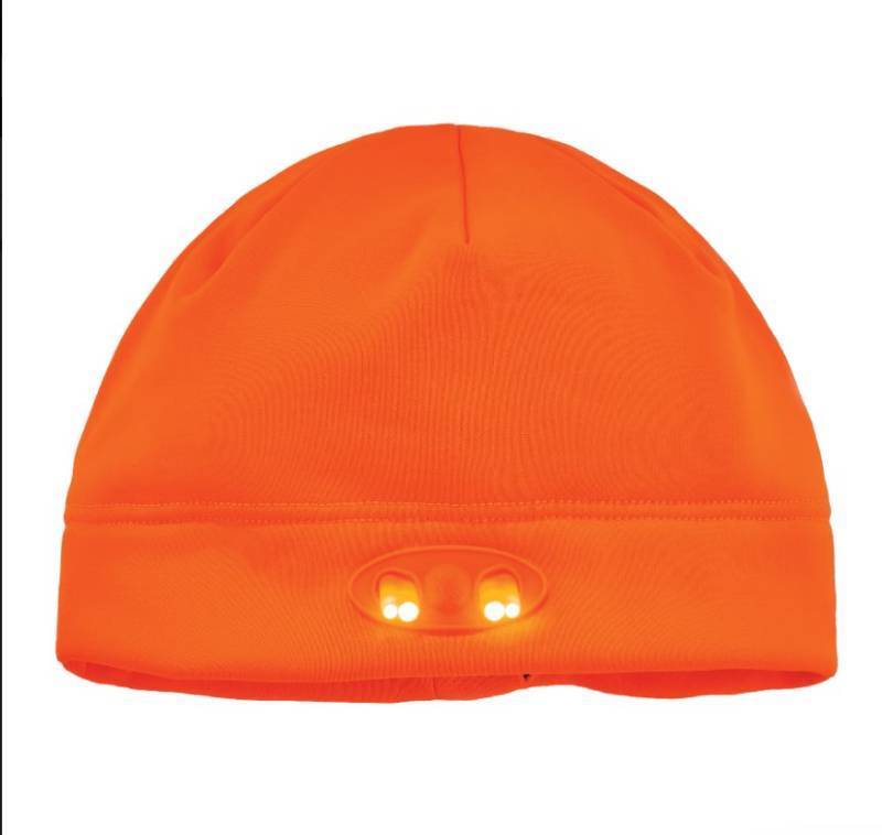 lot 857 image: NEW Ergodyne N-Ferno 6804 Performance Fleece Beanie Winter Hat with LED Lights - ORANGE - OSFM