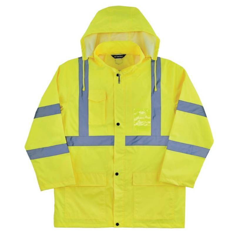 lot 831 image: NEW Ergodyne GloWear 8366 Lightweight Hi-Vis Rain Jacket - Type R, Class 3 LIME - LARGE