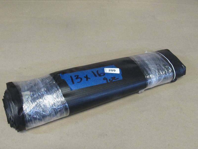 lot 209 image: NEW Vinyl Tarp - 13 x 16  Black  White Vinyl tarp - 9 oz. Lightweight Duty