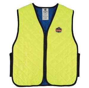 lot 846 image: NEW Ergodyne Chill-Its 6665 Evaporative Cooling Vest - Embedded Polymers, Zipper Closure - LIME 3XL