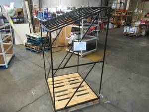 lot 143 image: Welded Black Metal Frame Built to Fit Onto Pallets with Angled Roof - Perfect for Projects