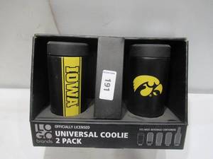 lot 191 image: NEW Logo Brands Officially Licensed NCAA Universal Coolie, 2 Pack - Iowa Hawkeyes