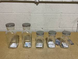 lot 144 image: LOT OF 5 Kliner Glass Jars