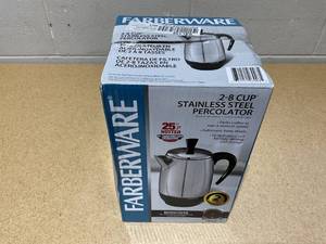 lot 262 image: Farberware 8-Cup, Black Percolator, Stainless Steel, FCP280
