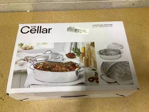 lot 412 image: The Cellar Stainless Steel 8-Qt Covered Oval Roaster with Rack