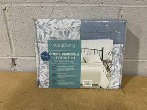 lot 310 image: 4PCS Twin Size Well Being Silvadur Print Antimicrobial Sheet Set