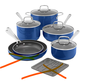 lot 333 image: The Cellar Nonstick Aluminum 11-Pc. Cookware Set Blue