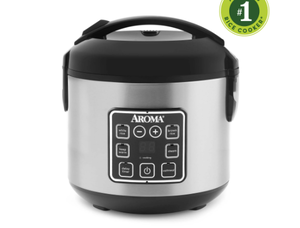 lot 336 image: AROMA 8-Cup Digital Rice Cooker & Food Steamer with Bonded Granite Nonstick Ceramic
