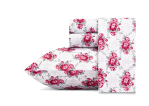 lot 346 image: Betsey Johnson Skull Rose Trellis Bright Red Twin Sheet Set