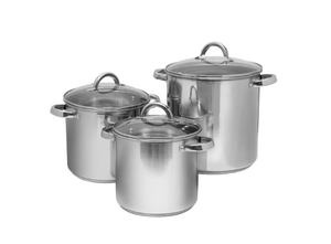 lot 392 image: Sedona Kitchen 3-Pc. Stainless Steel Stockpot Set