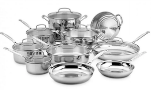 lot 290 image: Cuisinart Chefs Classic 17-Piece Stainless Steel Cookware Set