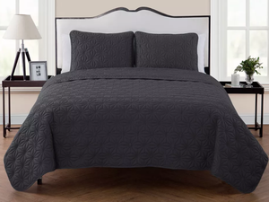 lot 299 image: 3pc Kaleidoscope Embossed Geometric Quilt Set - VCNY