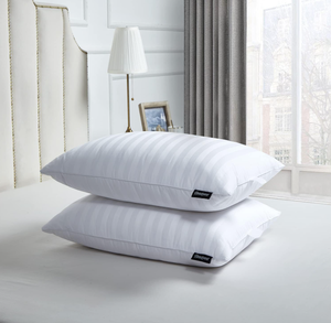 lot 11 image: LOT OF 2 King Size Beautyrest Goose Pillow-500 Thread 100% Damask Stripe Soft Hotel Collection