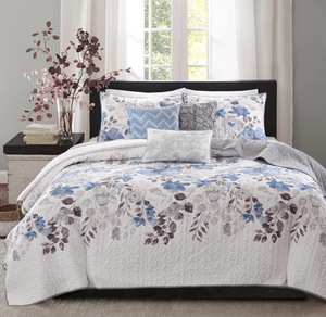 lot 16 image: 6PCS KingCal King Madison Park Luna Quilt Modern Classic Design All Season, Breathable Coverlet Lightweight Bedding Set