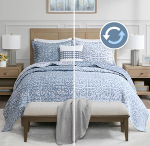 lot 43 image: 4PCS Queen Size Madison Park Quilt Set Metelasse Reversible Coverlet Set, Soft Summer Quilt