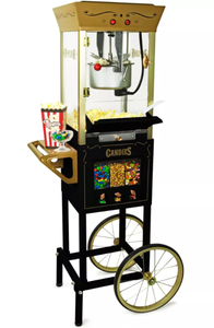 lot 50 image: Nostalgia Vintage Professional Popcorn Cart 8-Ounce Kettle - 53 Inches Tall