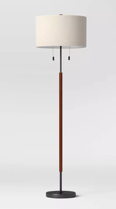 lot 58 image: Cut Off Base Floor Lamp BlackBrown MetalWood - Threshold