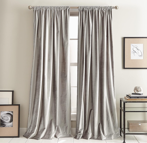 lot 79 image: DKNY Curtains Modern Knotted Velvet Lined Curtain Panel Pair, 108 Inches