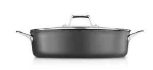 lot 93 image: Calphalon Premier 7 Quart Sauteuse Pan with Lid, Hard-Anodized Nonstick Cookware