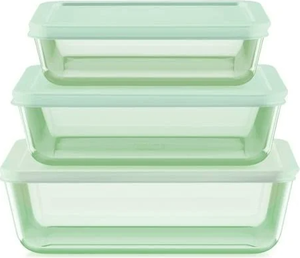 lot 129 image: 6PCS Pyrex Simply Store Tinted Rectangular Glass Storage Set