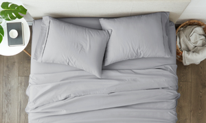 lot 221 image: 4PCS Twin Size Kaycie Gray Microfiber Sheet Set