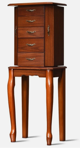 lot 276 image: 5-Drawer Large Storage Stand Armoire Mirror Jewelry Chest Wooden Bedroom Cabinet